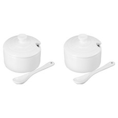 르크루제 스푼 양념통 세트 화이트, 1세트, 양념통 2p + 스푼 2p