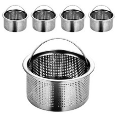 FANCY LIFE 不鏽鋼水槽過濾網 手提款, 5個, 銀色