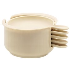 Life Master 迷你圓形把手小菜盤 + 收納架組, 象牙色, 1套, 5個圓形把手小菜盤 + 收納架