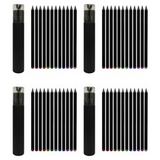 Bluemato 寶石鉛筆 HB 12p + 削筆器套組 PCL002, 黑色, 4個