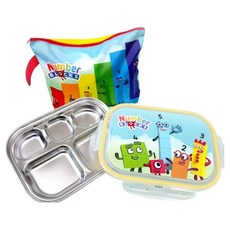 Lebun數字積木餐盤包+便當組, 1套, 袋子 + 便當盒, 混合顏色