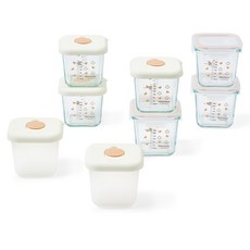 Glasslock 格拉氏洛克 寶寶大容量副食品容器混合8件組, 1套, 280ml, 暖心牛奶