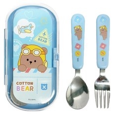 Lebain棉花熊迷你收納包組, 1套, 湯匙 + 叉子 + 餐具盒, 混合色