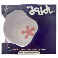 doddL 人體工學兒童學習餐具2合1吸盤餐碗, 乾燥玫瑰粉, 1個