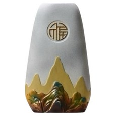 摩達客 高檔優雅聚財納福風水靠山精緻陶瓷花瓶設計擺飾 小型款 開運招財, 白色