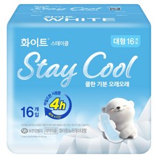 WHITE Stay Cool 衛生棉 翅膀型, 1個, 大型, 16入