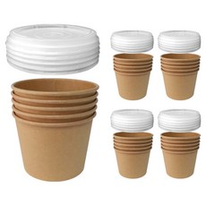 Bloom at home 牛皮紙拉麵碗 + 半透明蓋 1000號, 1入, 25個