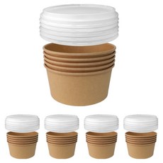 Bloom at home 牛皮紙湯碗 + 半透明蓋 1500號, 1入, 25個