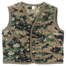 兒童軍事風刷毛背心