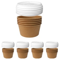 블룸엣홈 크라프트 종이 분식용기 + 뚜껑 화이트 520호, 25개, 1개입