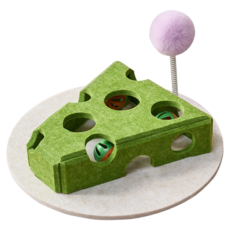 毛皇上 毛氈奶酪逗貓盒, 1個, 綠色