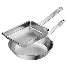 WAGENSTEIGER 電磁爐 Rostal 無研磨劑 全五層 316不鏽鋼 平底鍋 2件組, 1套, 單一顏色, 平底鍋 24cm + 玉子燒鍋 20 x 14 cm