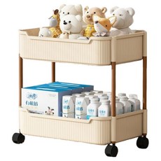 心交易 實用移動式推車 + 滾輪 35 x 25 x 32 cm, 白色, 2層