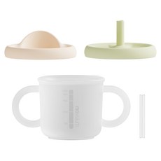 모윰 유아용 올실리콘 양손 유아컵, 200ml, 1개, 피스타치오