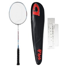 apacs Rise Lite Power輕量選手用羽毛球拍 銀藍紅+線組+球拍袋 隨機出貨+握把組, 1套, APSR1015