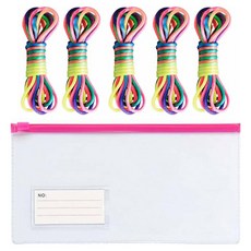 腦力全開 藝術翻花繩 5入 + 收納袋組合, 1套, 彩虹(翻花繩), 透明隨機出貨(收納袋)