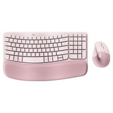 로지텍 WAVE KEYS & LIFT COMBO 키보드 + 마우스 세트, 920-013643, 로즈핑크, 인체공학