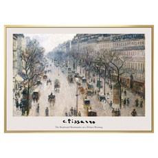 菠蘿選畫所 畢沙羅 冬日早晨的蒙馬特大道 留白版 AVAR5774G, 金色