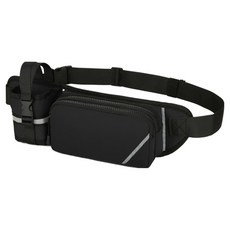 Parajuni 運動水壺隔層反光線條腰包 HJ0572, 1個, 黑色