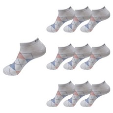 CAPACCI 女性菱格紋運動薄款船型襪10雙組, 1套, 白色