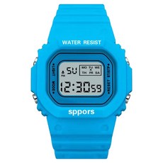 Soyo商會 學生 軍人 方形 簡約 運動手錶, 1個, 天空藍