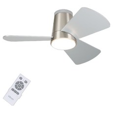 LISHIN Vitson Wonha IS 低噪音 LED 天花板燈 三色變換 遙控吊扇 19W 760mm, 鍍鉻 + 銀色
