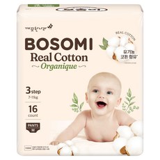 보솜이 리얼코튼 오가니크 팬티형 기저귀 남여공용, 중형(M), 16매