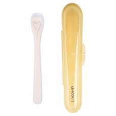 MODU'I Blue Mama 嬰兒用矽膠副食品可愛湯匙盒組, 1套, 奶油黃