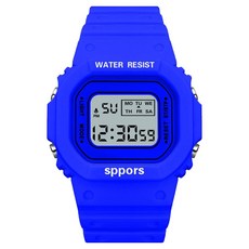 Soyo商會 學生 軍人 方形 簡約 運動手錶, 1個, 藍色