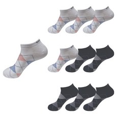 CAPACCI 男性菱格紋運動薄款船型襪10雙組, 1套, 黑色, 白色