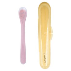 모두아이 블루마마 유아용 실리콘 러블리 이유식 스푼 케이스 세트, 핑크, 1세트