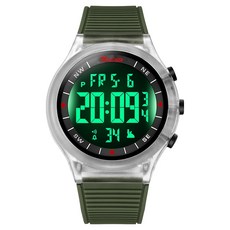 Soyo Sanghoe 防水多功能學生軍人運動手錶, 1個, 透明軍綠色