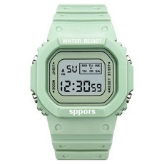 Soyo商會 學生 軍人 方形 簡約 運動手錶, 1個, 綠色