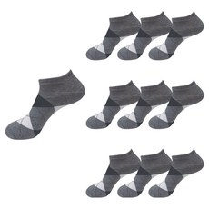 CAPACCI 男性菱格紋運動薄款船型襪10雙組, 1套, 灰色