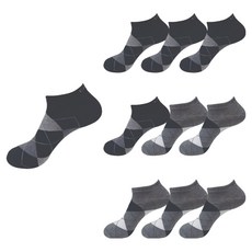 CAPACCI 男性菱格紋運動薄款船型襪10雙組, 1套, 黑色, 灰色