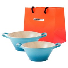 LE CREUSET 卡蘇萊橢圓餐碗 2件組 M號提袋, 加勒比海藍, 1套