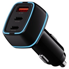 NUCLE PD 50W 3埠車用點菸器 C型USB型高速充電器, 黑色, NCCC-2C1U-11-TD