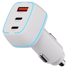 NUCLE PD 50W 3埠車用點菸器 C型USB型高速充電器, 白色, NCCC-2C1U-11-TD