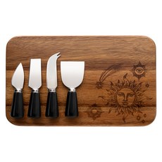 taylor's eye witness 餐具組 耀日, 褐色 + 黑色, 1套, 相思木輕食盤 + 起司刀 4個