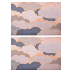 Life+ 可剪裁絲圈造形地墊玄關大門口客廳防滑地墊地毯 2入組, 祥雲金色版, 1套