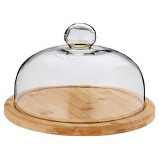 KELA 玻璃罩 + 竹製起司盤, 褐色 + 透明色, 1套