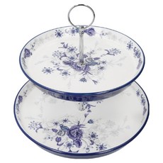 LoNDoN PoTTERY BlueRose 雙層陶製點心盤, 1套, 混和顏色