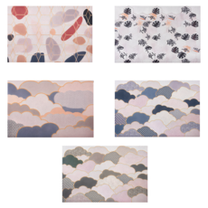 Life+ 可剪裁絲圈造形地墊玄關大門口客廳防滑地墊地毯 5款各一, 祥雲綠色版 + 祥雲藍色版 + 祥雲金色版 + 六邊形鵝卵石(橫版) + 六邊形楓葉版(橫版), 1套