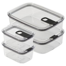 비엘락 올투명 원터치 에코젠 밀폐용기 블랙 2종 x 2p 세트, 1세트, 650ml x 2p + 1.4L x 2p