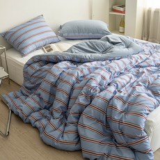 atonalo All Day 條紋玉米棉薄被, 倫敦藍