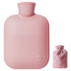 해피앤굿 따듯함 보온물주머니 핑크 베이직 S 500ml + 래빗커버 세트, 1세트