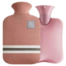 Soul Rich 時尚保溫熱水袋 附袋套 深粉紅色 1L, 1套