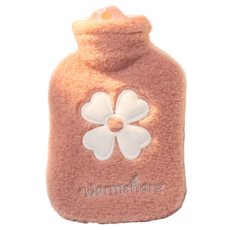 Soulrich 四葉草保溫熱水袋 含外罩 深粉紅色 1L, 1套