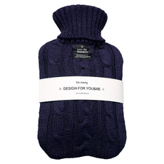 Soulrich 麻花針織保溫熱水袋 海軍藍保護套 1L, 1套