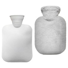 Soulrich 高品質保溫熱水袋 + 人造兔毛套 灰色 2L, 1套